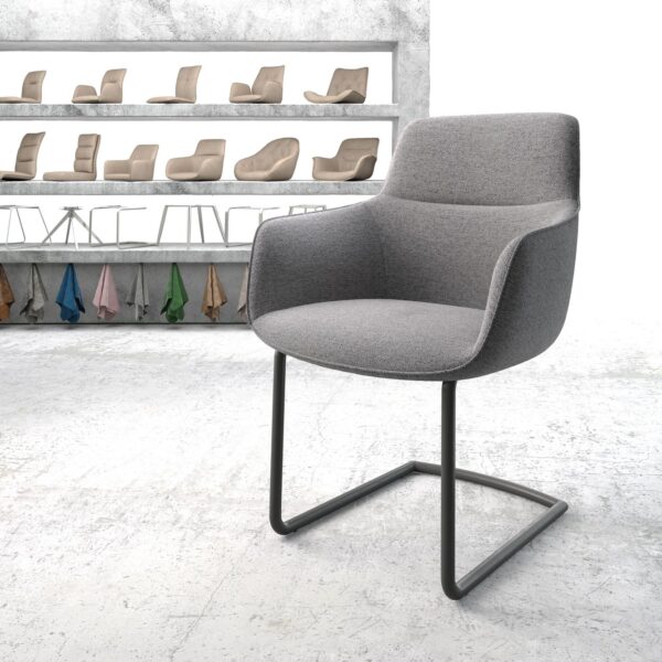 Jídelní židle Pejo-Flex Světle Šedá Structure Cantilever Round Černá