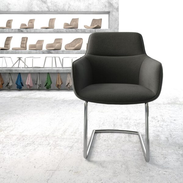 Jídelní židle Pejo-Flex Anthracite Structure Cantilever Round chromovaná