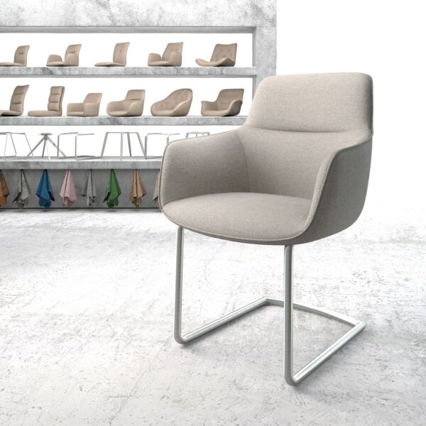 Jídelní židle Pejo-Flex Světle Šedá Stripes Cantilever Round Nerezová Ocel