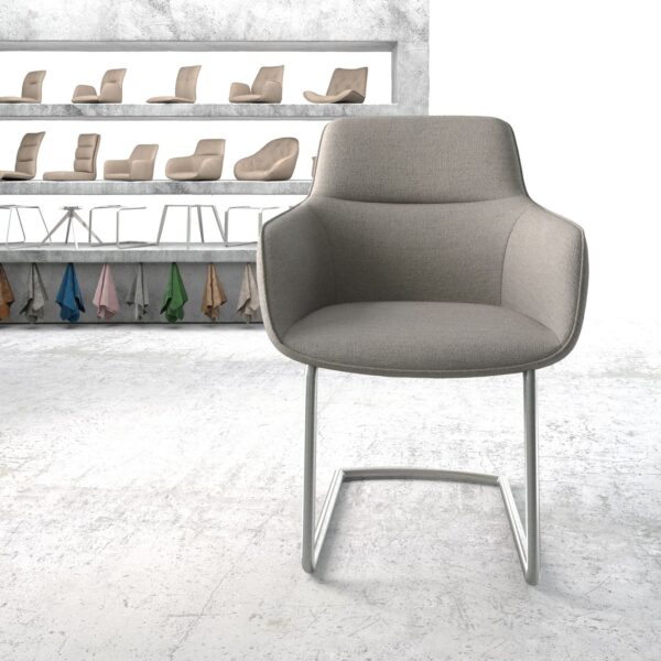 Jídelní židle Pejo-Flex Světle Šedá Stripes Cantilever Round Nerezová Ocel