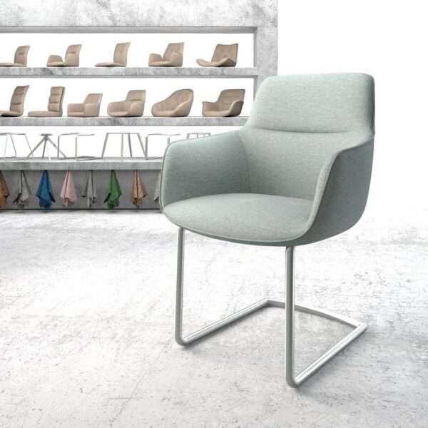 Jídelní židle Pejo-Flex Mint Stripes Cantilever Round z nerezové oceli