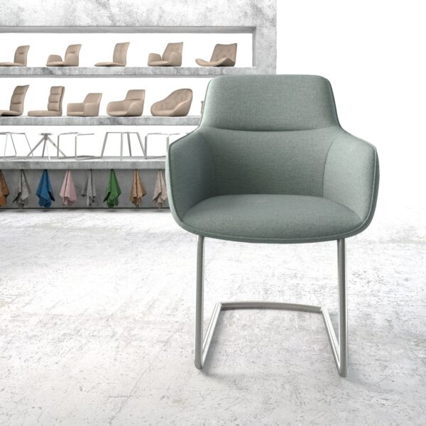 Jídelní židle Pejo-Flex Mint Stripes Cantilever Round z nerezové oceli