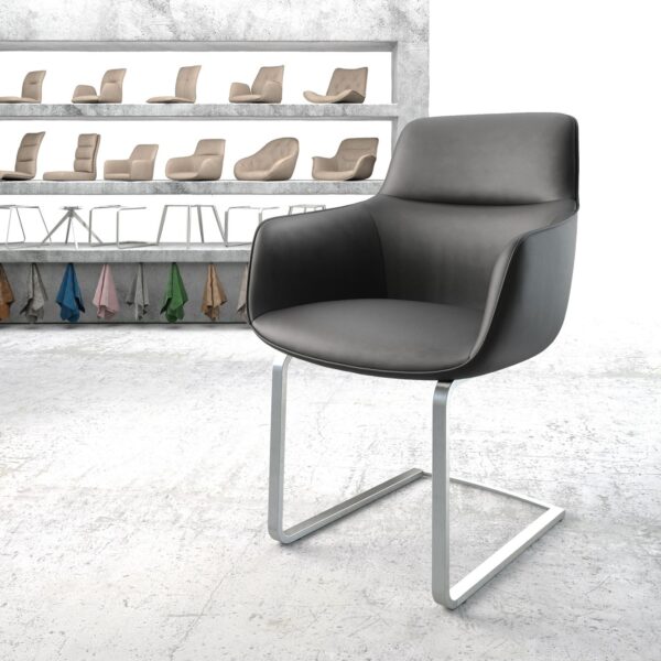 Jídelní židle Pejo-Flex Černá Pravá Kůže Cantilever Flat Nerezová Ocel