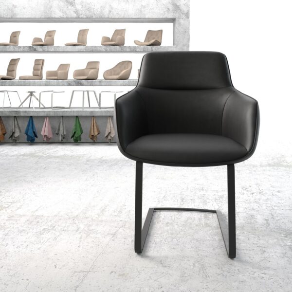 Jídelní židle Pejo-Flex Černá Pravá kůže Cantilever Flat Černá