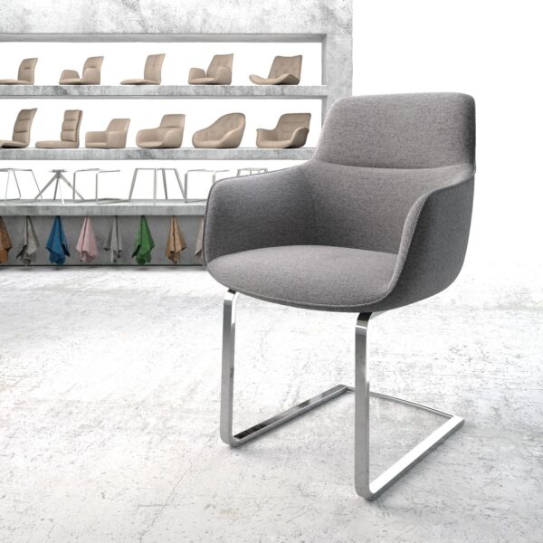 Jídelní židle Pejo-Flex Světle Šedá Structure Cantilever Flat Chrome-plated