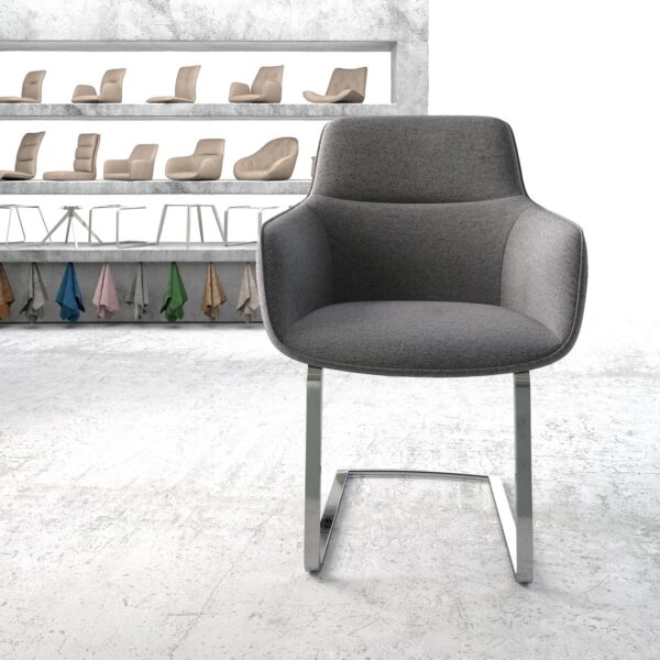 Jídelní židle Pejo-Flex Světle Šedá Structure Cantilever Flat Chrome-plated