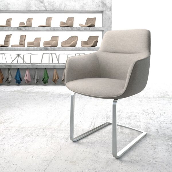 Jídelní židle Pejo-Flex Světle Šedá Stripes Cantilever Flat Nerezová Ocel