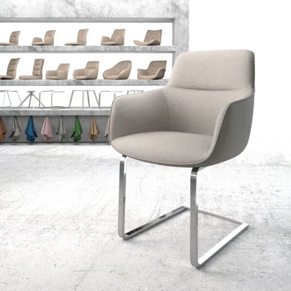 Jídelní židle Pejo-Flex Světle Šedá Stripes Cantilever Flat Chrome-plated