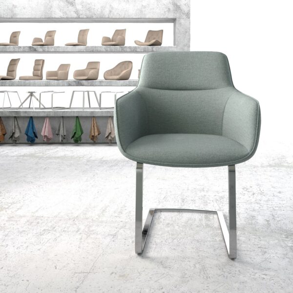 Jídelní židle Pejo-Flex Mint Stripes Cantilever Flat Chrome-plated