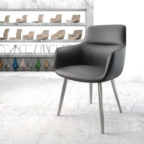 Jídelní židle Pejo-Flex Černá Pravá kůže 4-nohá kónická nerezová ocel