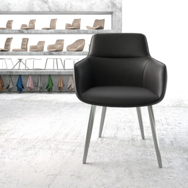 Jídelní židle Pejo-Flex Černá Pravá kůže 4-nohá kónická nerezová ocel