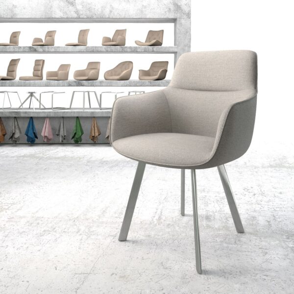 Jídelní židle Pejo-Flex světle šedá plochá tkanina oválná podnož nerezové oceli
