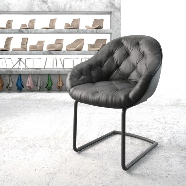Křeslo Gaio-Flex Černá Pravá Kůže Cantilever Round Černá