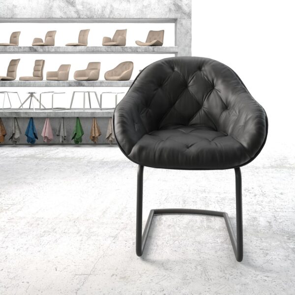 Křeslo Gaio-Flex Černá Pravá Kůže Cantilever Round Černá