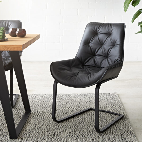 Jídelní židle Taimi-Flex Černá Pravá kůže Cantilever Flat Černá