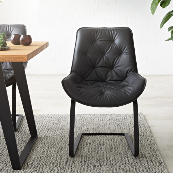 Jídelní židle Taimi-Flex Černá Pravá kůže Cantilever Flat Černá