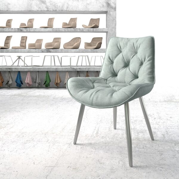 Jídelní židle Taimi-Flex mentolová plochá tkanina zaoblená podnož nerezové oceli