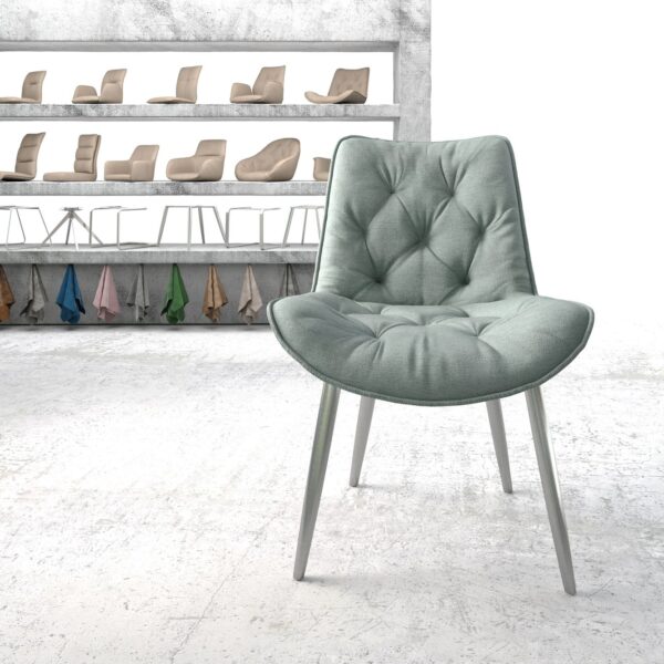 Jídelní židle Taimi-Flex mentolová plochá tkanina zaoblená podnož nerezové oceli