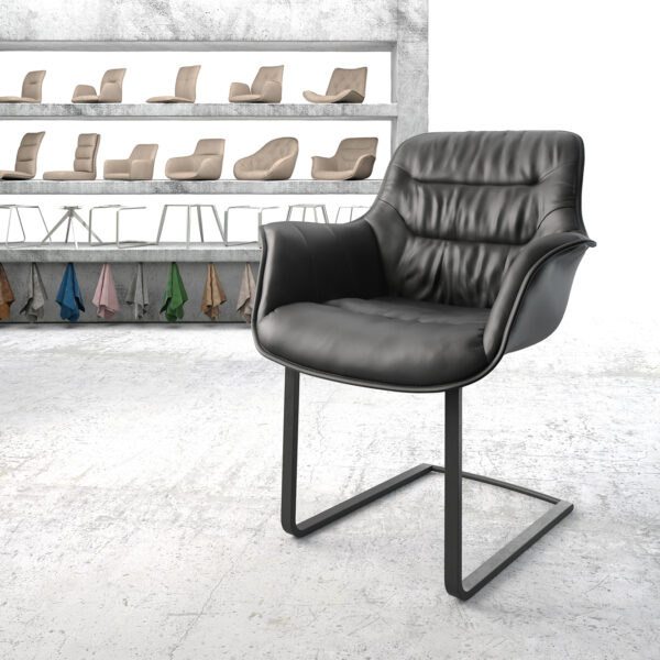 Křeslo Kaira-Flex Černá Pravá Kůže Cantilever Flat Černá