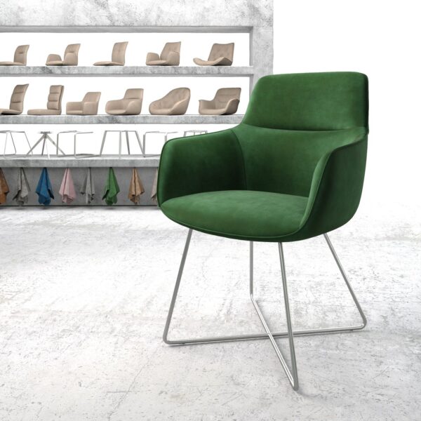 Jídelní židle Pejo-Flex Zelená Samet X-rám nerezová ocel