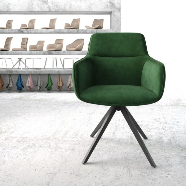 Otočná židle Pejo-Flex Zelená Samet Cross Rám Edged Černá