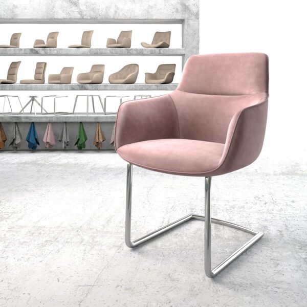 Jídelní židle Pejo-Flex Rosé Samet Cantilever Round chromovaná
