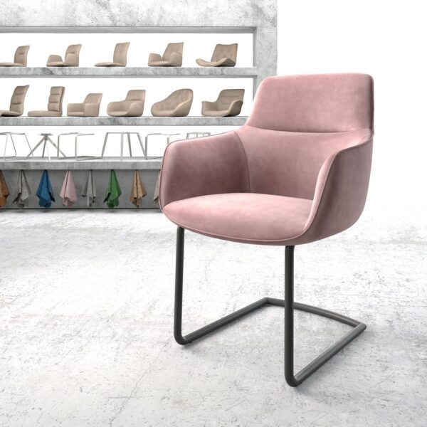 Jídelní židle Pejo-Flex Rosé Samet Cantilever Round Černá