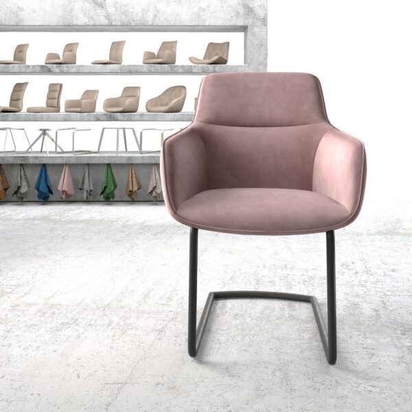 Jídelní židle Pejo-Flex Rosé Samet Cantilever Round Černá