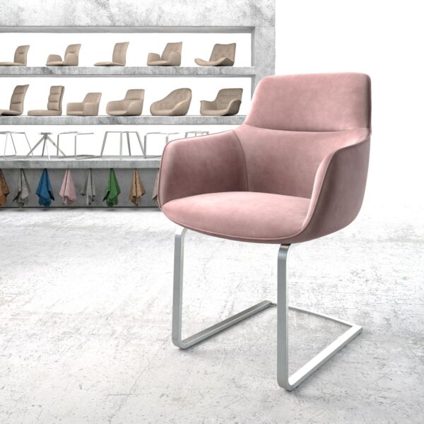 Jídelní židle Pejo-Flex Rosé Samet Cantilever Flat Nerezová Ocel