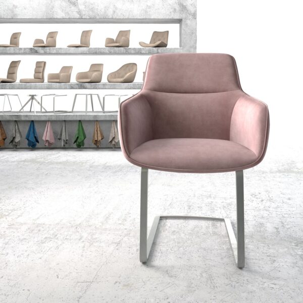 Jídelní židle Pejo-Flex Rosé Samet Cantilever Flat Nerezová Ocel