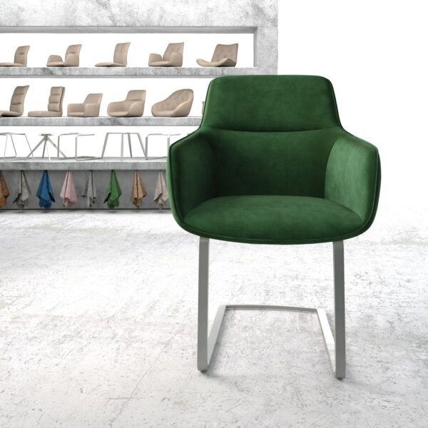 Jídelní židle Pejo-Flex Zelená Samet Cantilever Flat Nerezová Ocel