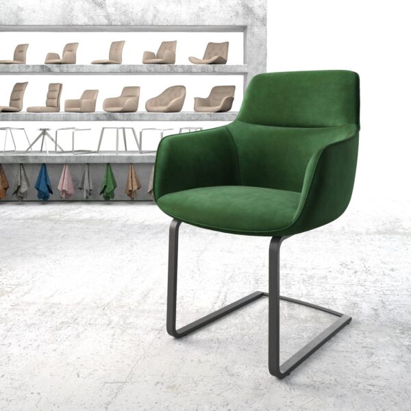 Jídelní židle Pejo-Flex Zelená Samet Cantilever Flat Černá