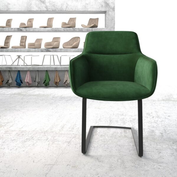 Jídelní židle Pejo-Flex Zelená Samet Cantilever Flat Černá