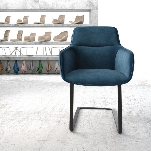 Jídelní židle Pejo-Flex Modrá Samet Cantilever Flat Černá