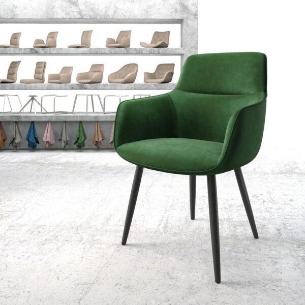 Jídelní židle Pejo-Flex Zelená Samet 4-nohá kónická Černá