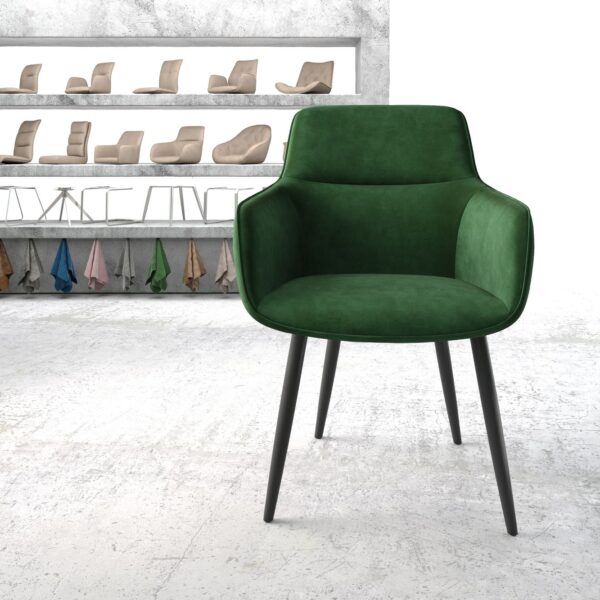 Jídelní židle Pejo-Flex Zelená Samet 4-nohá kónická Černá