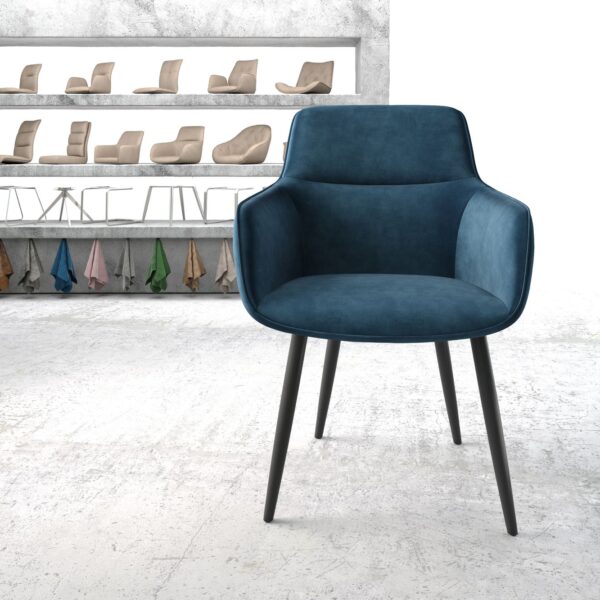 Jídelní židle Pejo-Flex Modrá Samet 4-nohá kónická Černá