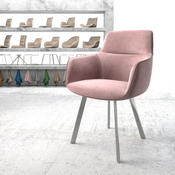 Jídelní židle Pejo-Flex Rosé Samet čtyřnohá oválná nerezová ocel