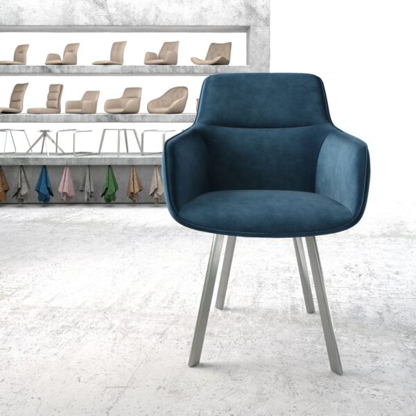 Jídelní židle Pejo-Flex Modrá Samet 4-nohá oválná nerezová ocel