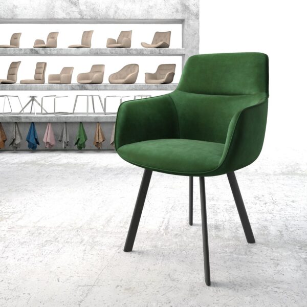 Jídelní židle Pejo-Flex Zelená Samet čtyřnohá oválná Černá