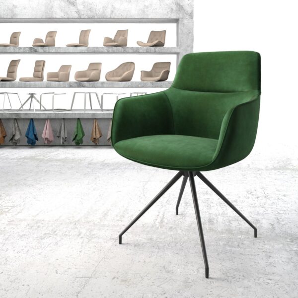Otočná židle Pejo-Flex Zelená Samet Cross Rám Conical Černá