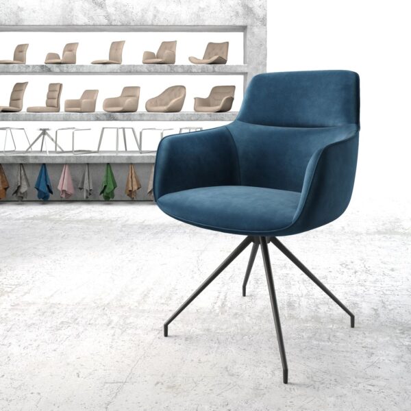 Otočná židle Pejo-Flex Modrá Samet Cross Rám Conical Černá
