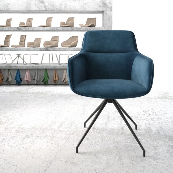Otočná židle Pejo-Flex Modrá Samet Cross Rám Conical Černá