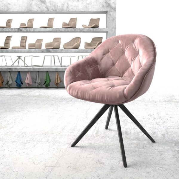 Otočná židle Gaio-Flex Rosé Samet Cross Rám angular Černá