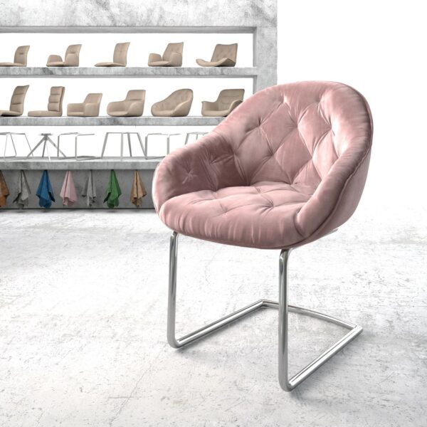 Křeslo Gaio-Flex Rosé Samet Cantilever Round chromované