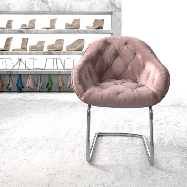 Křeslo Gaio-Flex Rosé Samet Cantilever Round chromované