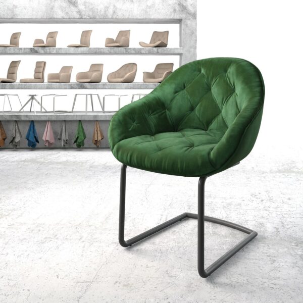 Křeslo Gaio-Flex Zelená Samet Cantilever Round Černá