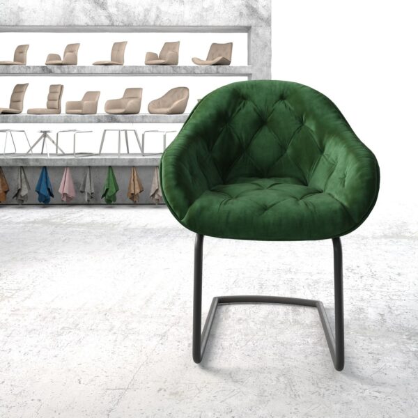 Křeslo Gaio-Flex Zelená Samet Cantilever Round Černá