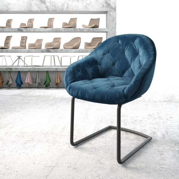 Křeslo Gaio-Flex Modrá Samet Cantilever Round Černá