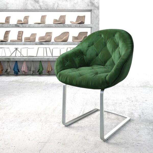 Křeslo Gaio-Flex Zelená Samet Cantilever Flat Nerezová Ocel